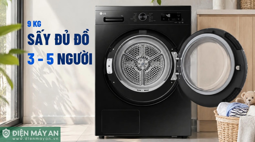 Máy sấy bơm nhiệt LG 9 Kg RB09NHP5O